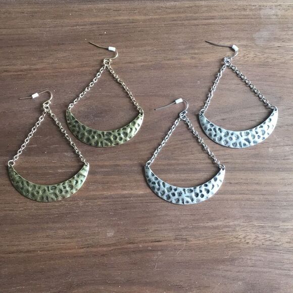 Set of 2 Half Moon on chain-silver set & gold set - Picture 1 of 6